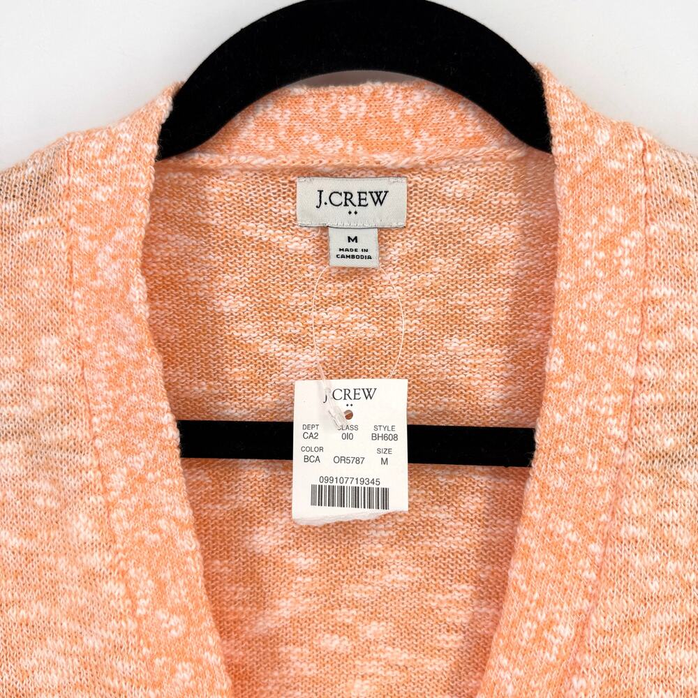 J.Crew Marled Peach Cardigan Sweater Button Front Pockets Womens Sz Medium - Picture 3 of 4